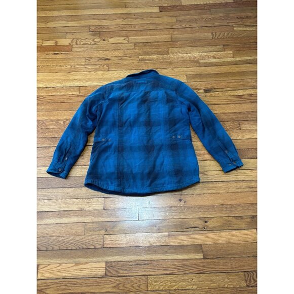 Duluth Trading Co Women's L Fleece Lined Flannel Shirt Blue Plaid Snap Button - Picture 7 of 7